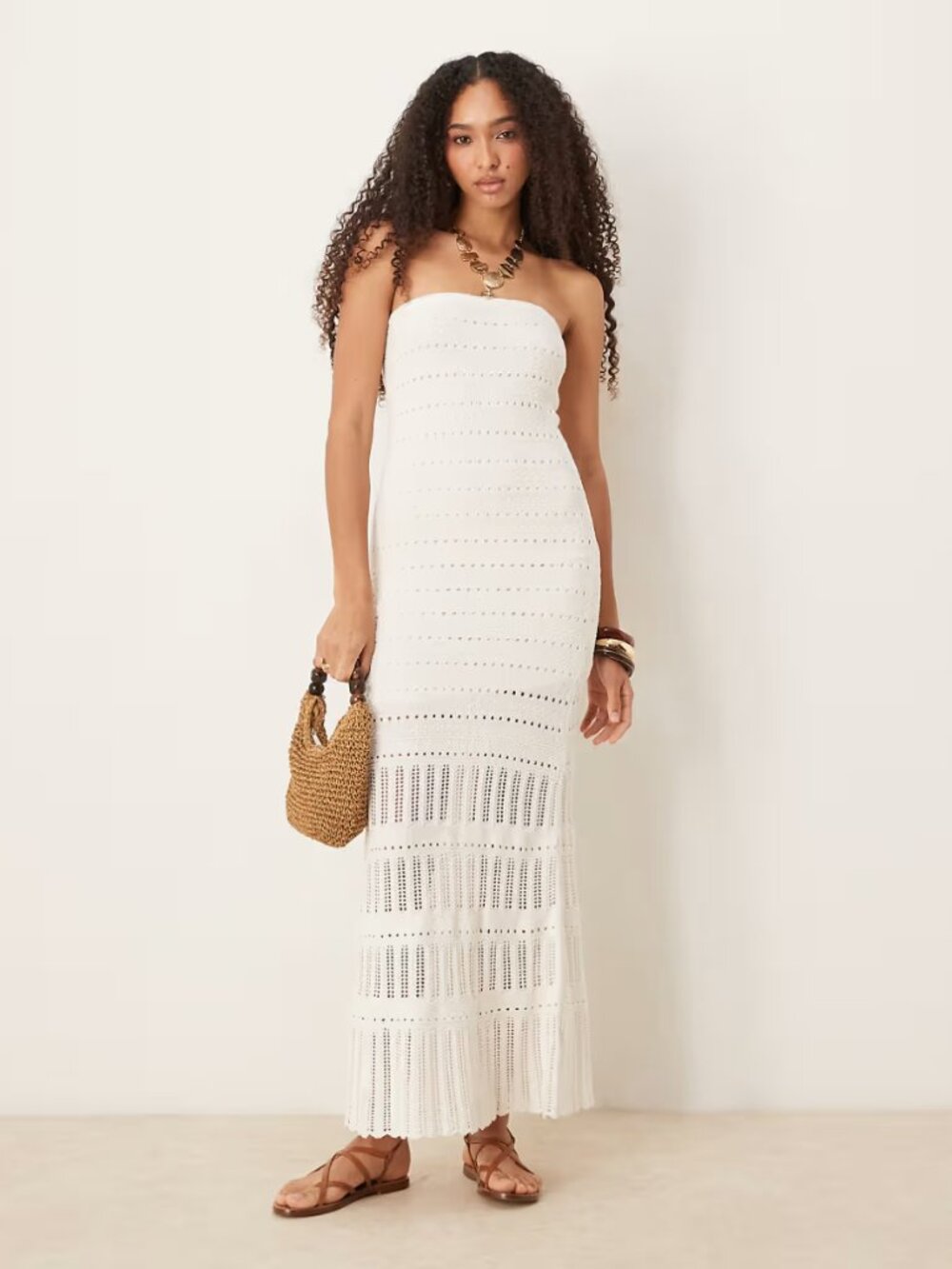 Abercrombie & Fitch crochet lace strapless midi dress